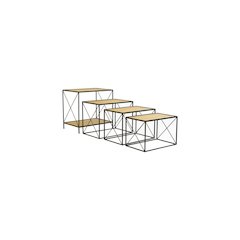 Stackable Four Tiered Metal And Wood Shelving Unit