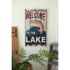 Welcome To The Lake Sign With Trout