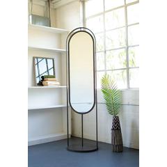 Tall Oval Floor Mirror With Rack And Basket On Back