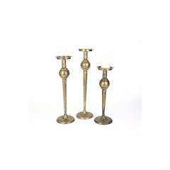 Set Of Three Antique Brass Finish Candle Stands