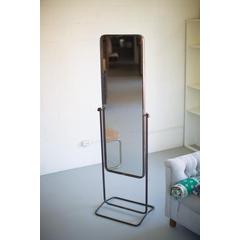 Tall Metal Framed Floor Mirror With Stand
