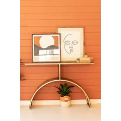 Antique Brass Console Table With Arched Base