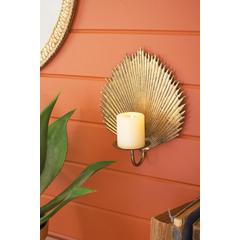 Antique Brass Palm Leaf Candle Sconce