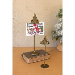 Set Of Two Christmas Tree Card Clips On Stands