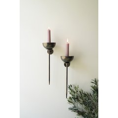Set Of Two Metal Wall Taper Candle Holders
