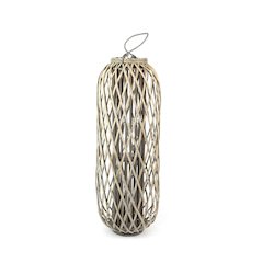 Tall Grey Willow Lantern With Glass - Extra Large
