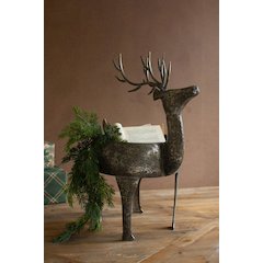 Rustic Metal Reindeer Planter