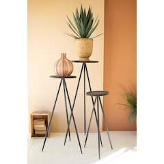 Set Of Three Tall Painted Metal Display Stands