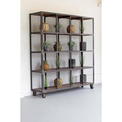 Raw Metal And Recycled Honey Wood 16 Cube Display Unit