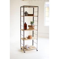 Tall Shelving Unit With Adjustable Recycled Wood Shelves