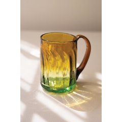 Recycled Fluted Amber Glass Mug with Handle