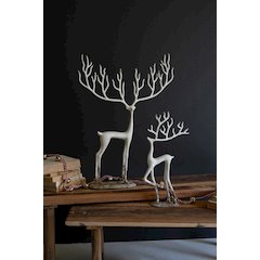 Set Of Two White Cast Iron Deer
