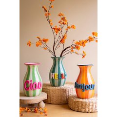 Set Of Three Ceramic Hello Vases