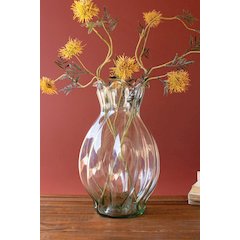 Glass Melon Vase With Ruffled Edge