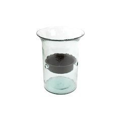 Original Glass Candle Cylinder W Rustic Insert - Small