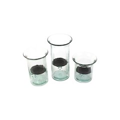 Set Of Three Recycled Glass Votive Cylinders