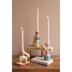 Set Of Three Ceramic Easter Bunny Taper Candle Holders