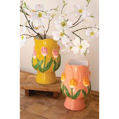 Set Of Two Ceramic Tulip Vases