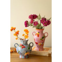 Set Of Two Ceramic Butterfly And Moth Vases