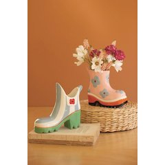 Set Of Two Ceramic Colorful Rubber Boot Vases
