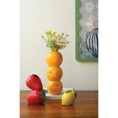 Set Of Three Ceramic Bud Vases - Orange, Strwberry And Lemon
