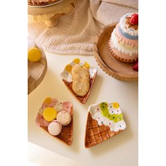 Set Of Three Ceramic Ice Cream Cone Plates