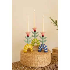Set of Three Ceramic Flower Taper Candle Holders - One Each