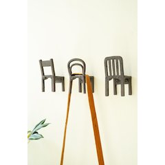 Set Of Three Cast Iron Chair Coat Hooks