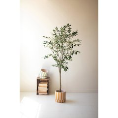 Tall Artificial Olive Tree In A Black Plastic Pot