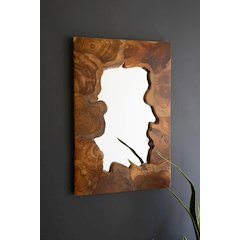 Live-Edge Teak Wood Framed Mirror