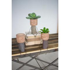Set Of Three Clay & River Rock Pot Head Shelf Sitters