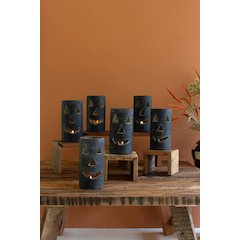 Tall Black Clay Jack-O-Lantern