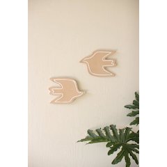 Set Of Two Clay Bird Wall Decor