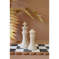 Set Of Two Grey-Wash Chess Pieces