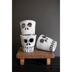 Set Of Three Halloween Skull Vases