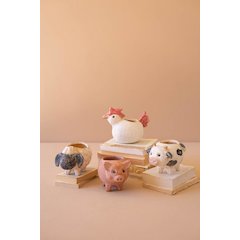 Set Of Four Sheep, Cow, Chicken And Pig Planters
