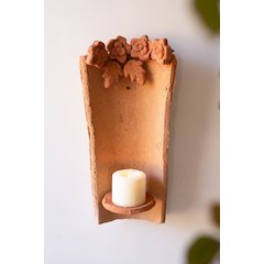 Clay Roofing Tile Pillar Holder With Flowers