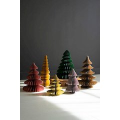 Set Of Six Jewel Tone Paper Accordion Christmas Trees