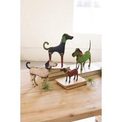 Set Of Four Recycled Metal Dogs