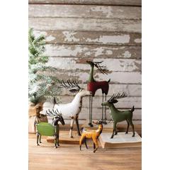 Set Of Five Recycled Metal Deer - One Each Design