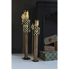Set Of Two Painted Metal And Wood Checkerboard Nutcrackers