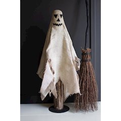 Painted Jute Halloween Ghost On A Eucalyptus Wood Base