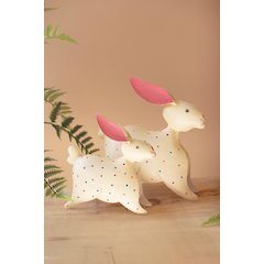 Set Of Two Painted Iron Rabbits With Polka Dots