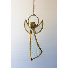 Antique Brass And Glass Angel Christmas Ornament