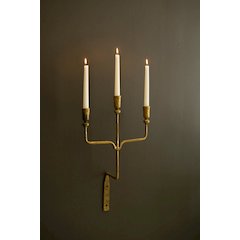 Triple Taper Forged-Iron Wall Sconce - Antique Brass