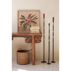 Set Of 3 Tall Forged-Iron Taper Candle Holders - Ant Brass