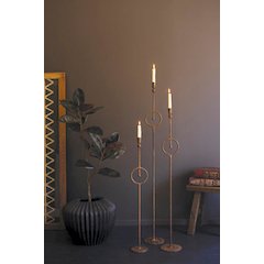 Set Of Three Tall Taper Candle Holder With Circle Detail