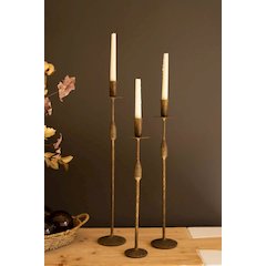 Set Of Three Forged Iron Taper Candle Holders