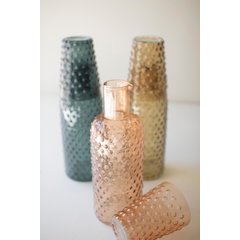 Set Of Three Bubble Glass Carafes W Tumbler - One Each