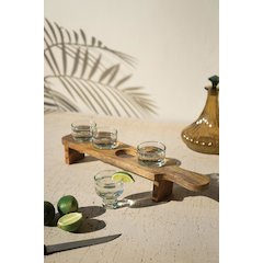 Tequila Flight - Four Glasses On A Wooden Base